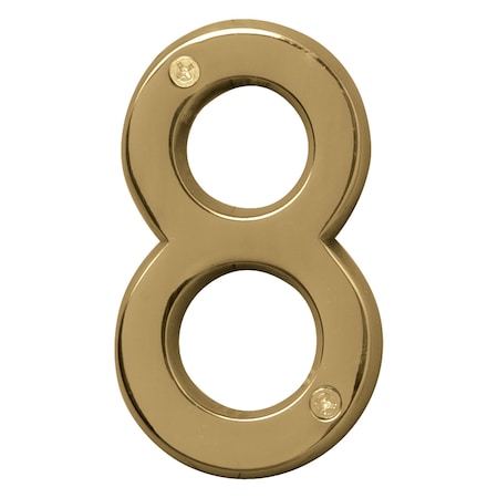 Hy-Ko 4In Polished Brass Number 8, 3PK A30908